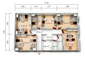 Prefabricated Office PRO 136 m2 floor plan